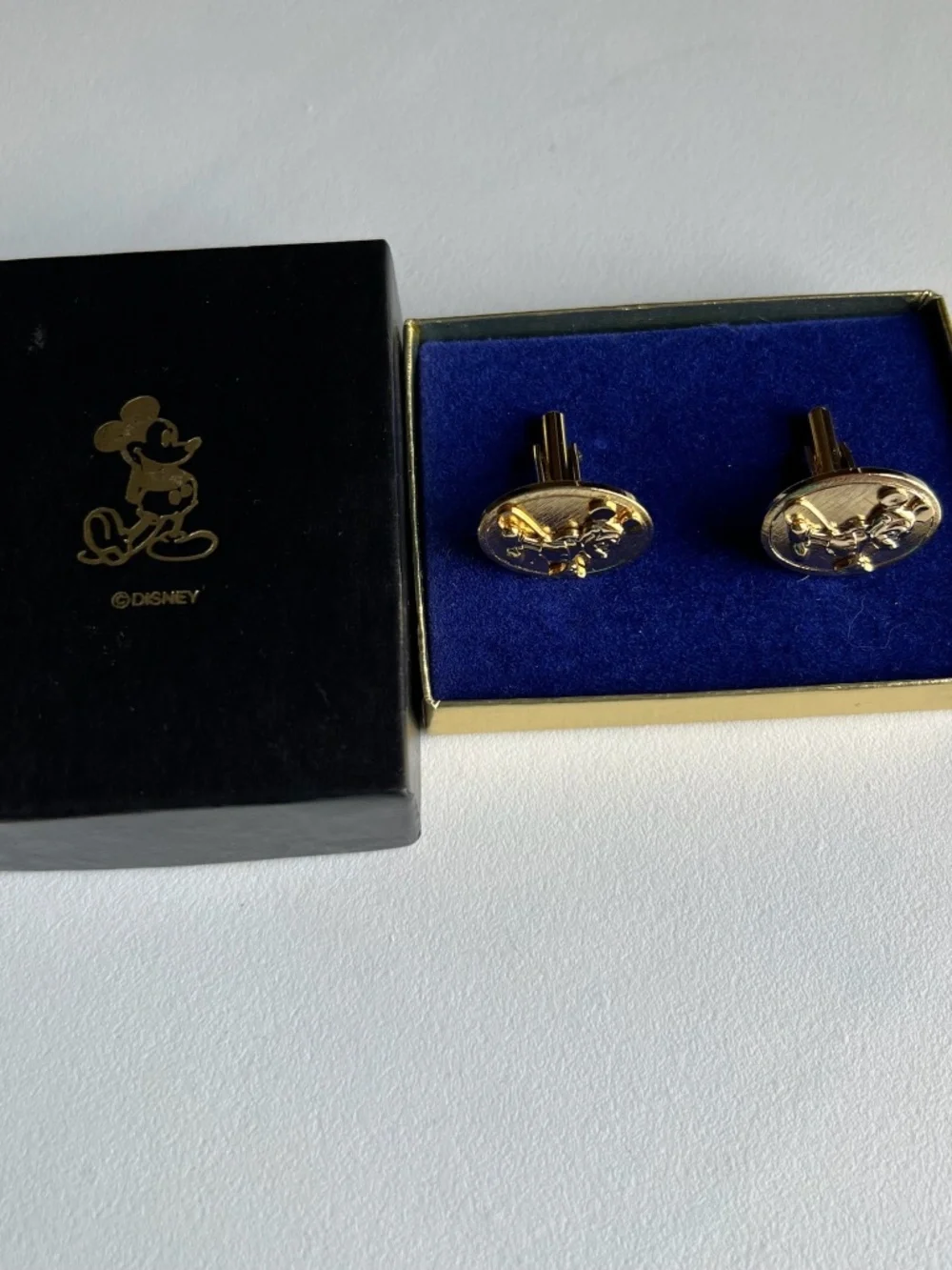 Vintage Oval Disney Mickey Mouse Gold Tone Cufflinks